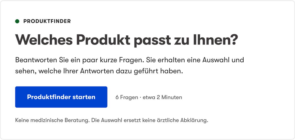 Vorschau der Produktfinder-Startseite